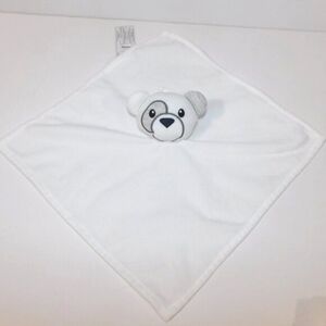 George White Gray Teddy Bear Security Blanket Baby Infant  Lovey Nunu Plush